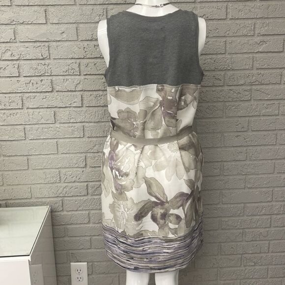 Simply Vera Wang Women Gray Sleeveless Floral Print Dress Size M - Picture 5 of 10